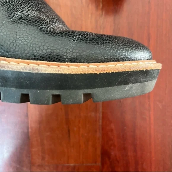 Eileen Fisher Cargo Ankle Bootie 6.5 Leather Lug Sole Minimalist Edgy Chunky - Picture 5 of 14